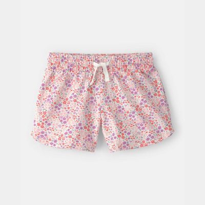 Girls Floral French Terry Shorts - Pink