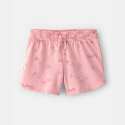Girls Star French Terry Shorts - Pink