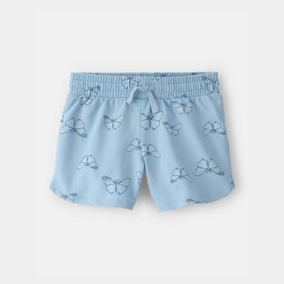 Girls Butterfly French Terry Shorts - Blue