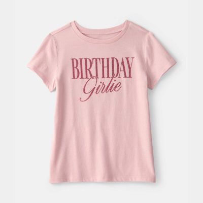 Girls 'Birthday Girlie' Graphic Tee - Pink