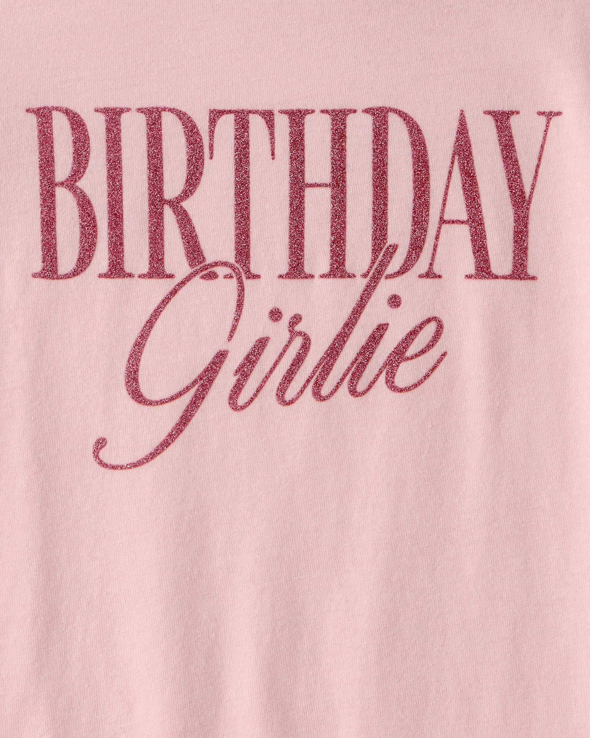 Girls 'Birthday Girlie' Graphic Tee - Pink - Image 4