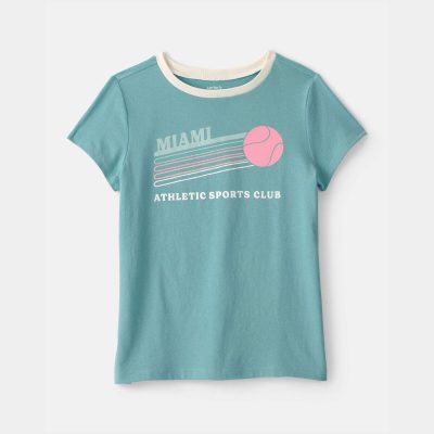 Girls 'Miami Sports Club' Graphic Tee - Blue