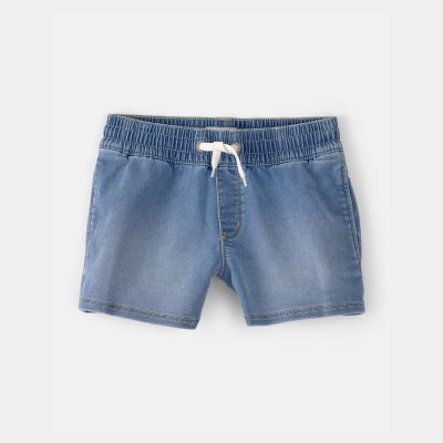 Girls Denim Drawstring Pull-On Shorts - Medium Wash