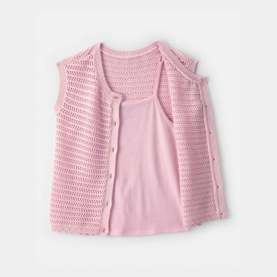 Girls 2-Piece Sweater Top Set - Pink