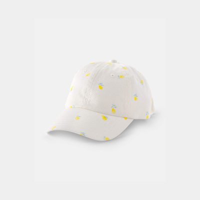 Girls Lemon Baseball Hat - White