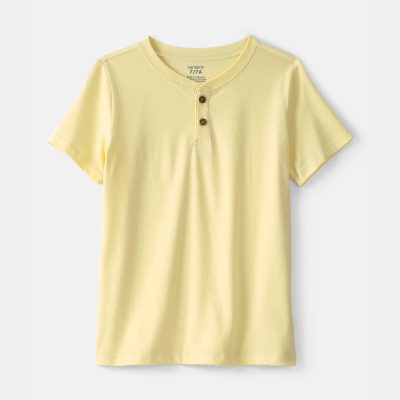 Boys Solid Henley T-Shirt - Yellow