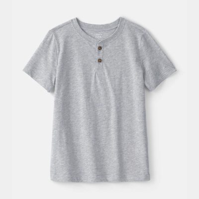 Boys Solid Henley T-Shirt - Grey