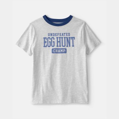 Kids Easter Egg Hunt Graphic Tee - Grey