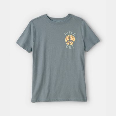 Kids 'Piece Out' Pizza Graphic Tee - Grey