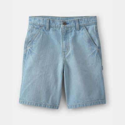 Boys Denim Utility Shorts - Light Wash