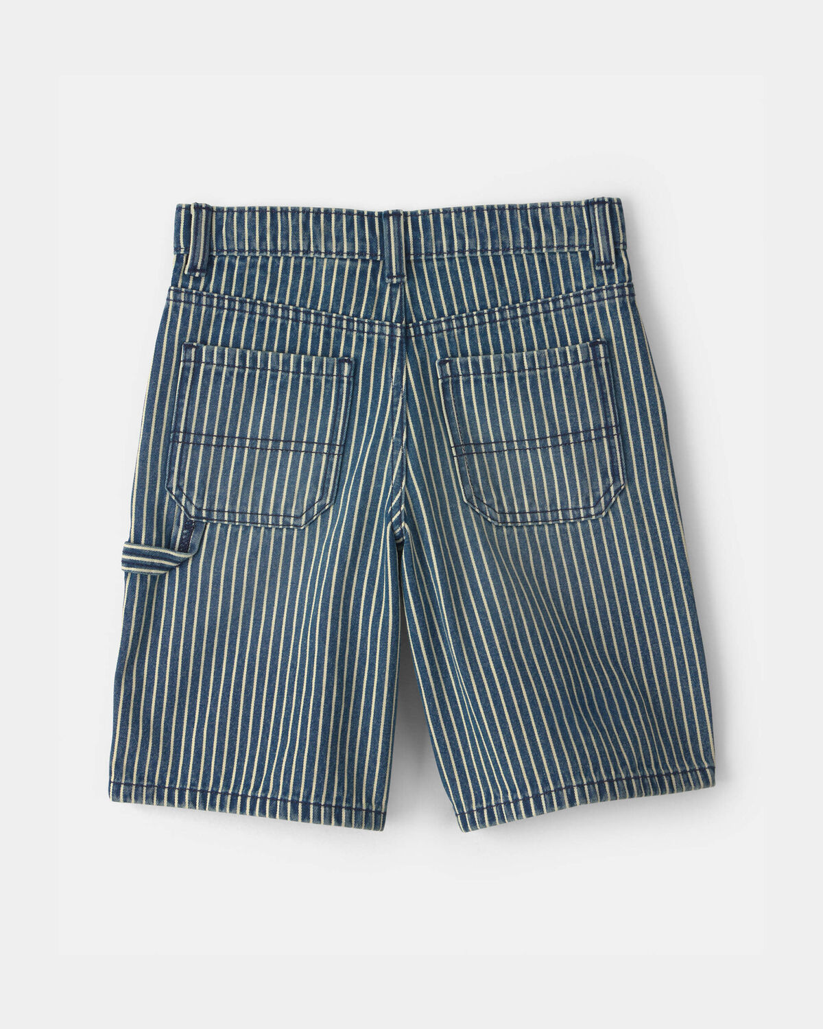Boys Hickory Stripe Denim Utility Shorts - Dark Wash - Image 4