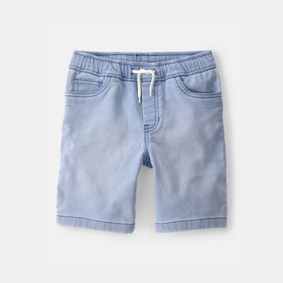 Boys Denim Drawstring Shorts - Light Wash