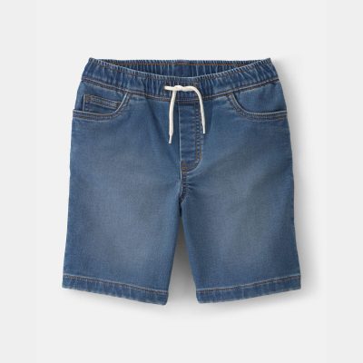 Boys Denim Drawstring Shorts - Medium Wash