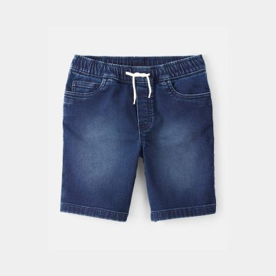 Boys Denim Drawstring Shorts - Dark Wash