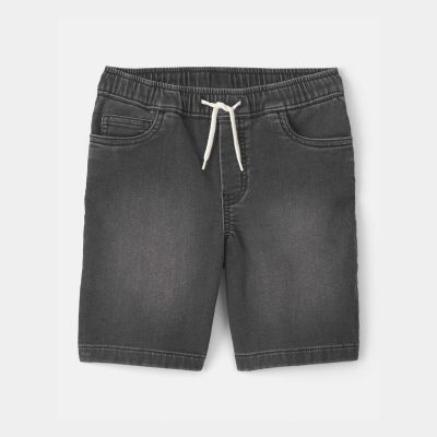 Boys Denim Drawstring Shorts - Black