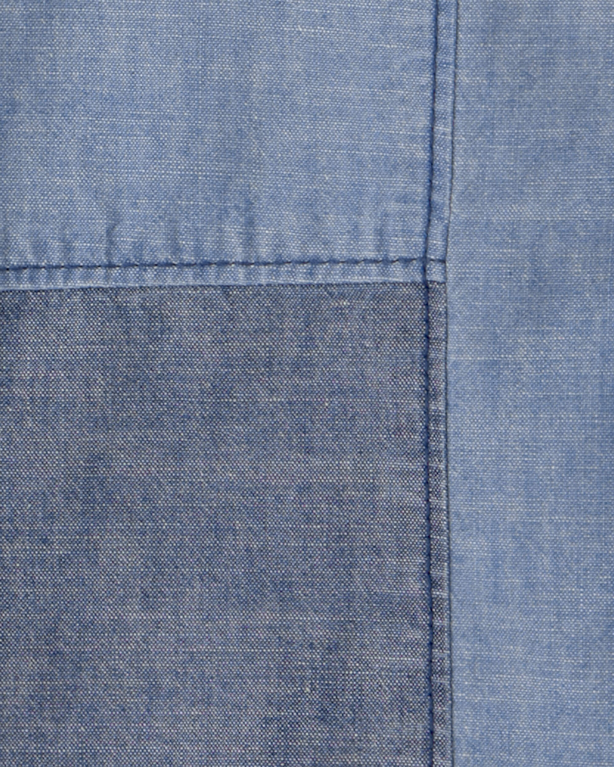 Boys Patchwork Chambray Button-Down Shirt - Blue - Image 4
