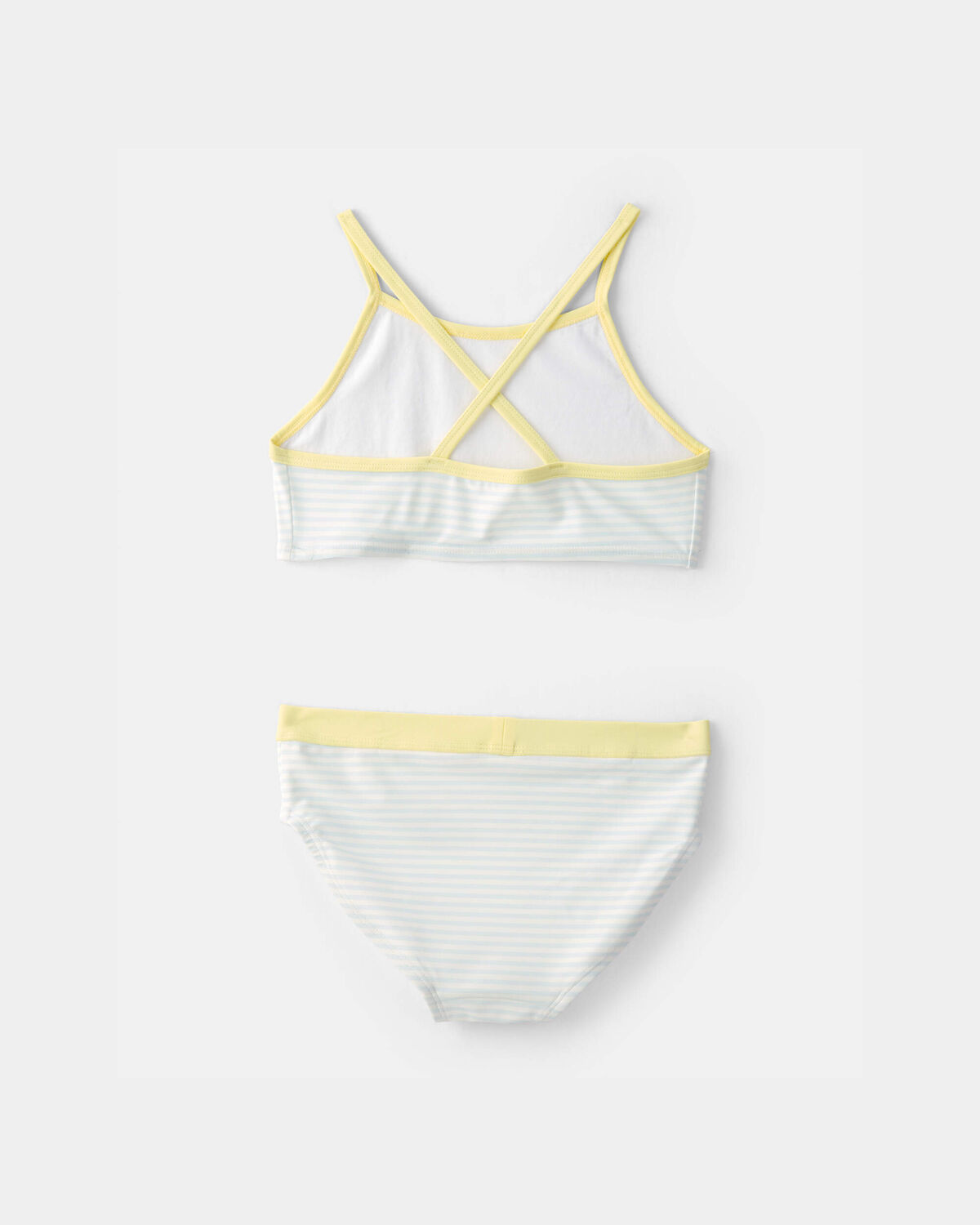 Girls 3-Piece Lemon Striped Rashguard Swimsuit Set - Blue - Image 3