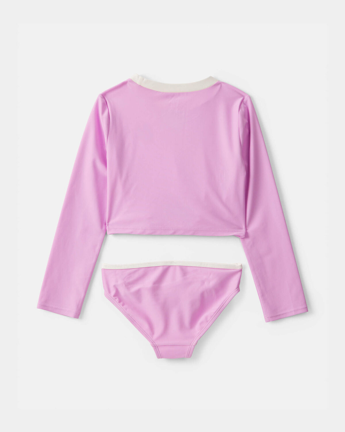Girls 2-Piece Long-Sleeve Rashguard Swimsuit Set - Pink - Image 2