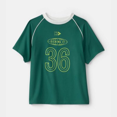 Boys 'Kicking It' Active Graphic Tee - Green