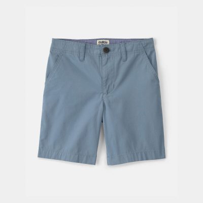 Boys Twill Flat-Front Shorts - Blue