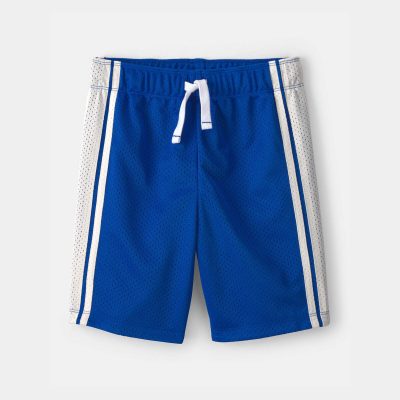 Boys Striped Mesh Active Shorts - Blue
