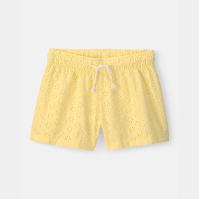 Girls Eyelet Shorts - Yellow