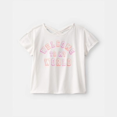 Girls 'Welcome to My World' Active Top - White
