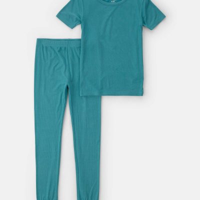 Boys PurelySoft Short-Sleeve Snug Fit 2-Piece Pajama Set - Blue