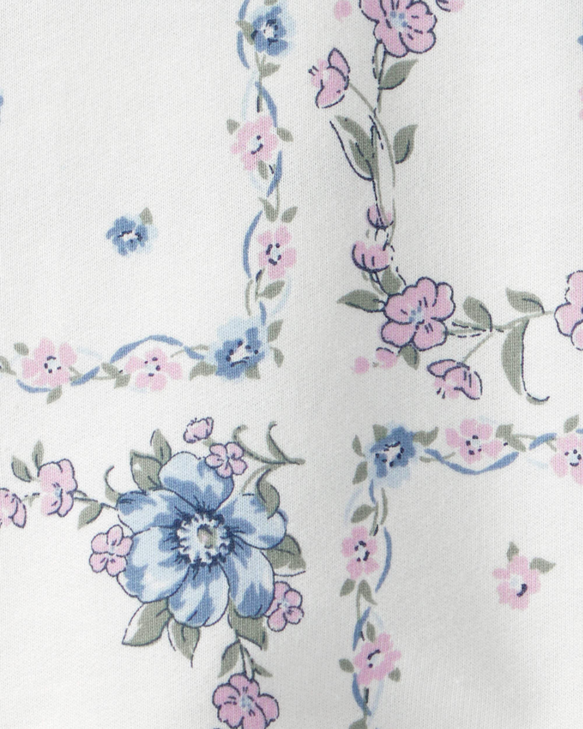 Girls Bandana Floral French Terry Pullover Sweatshirt - Blue/Ivory - Image 3