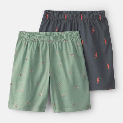 Boys 2-Pack Gaming Pajama Shorts - Green/Grey