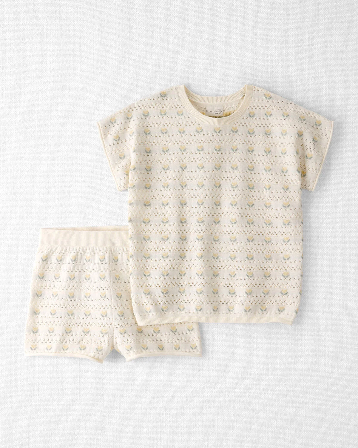 Girls Organic Cotton Sweater Knit Set in Honey Floral Print