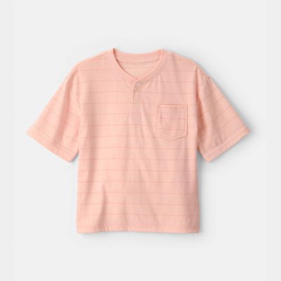 Boys Striped Henley T-Shirt - Orange
