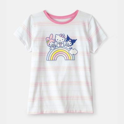 Girls Hello Kitty® Striped Graphic Tee - White