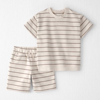 Kids 2-Piece Organic Cotton Top & Short Set in Stripes