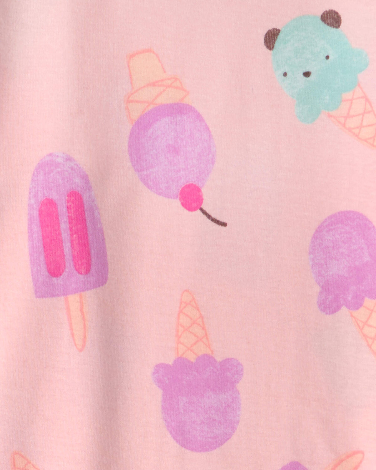 Girls Ice Cream 100% Cotton Short-Sleeve Snug Fit 2-Piece Pajama Set - Pink - Image 2