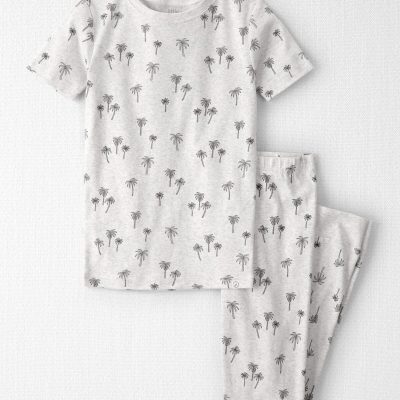 Kid 2-Piece Organic Cotton Pajamas in Palm Trees