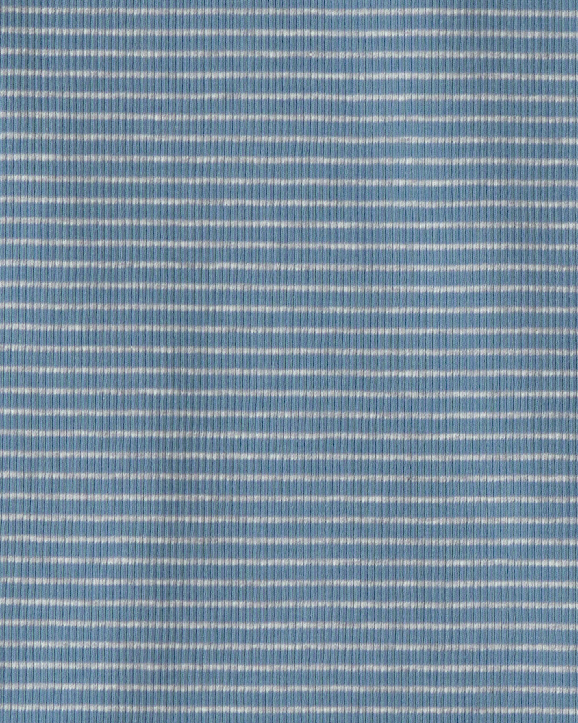 Kids 2-Piece Organic Cotton Ribbed Pajama Set in Stripes - Image 4