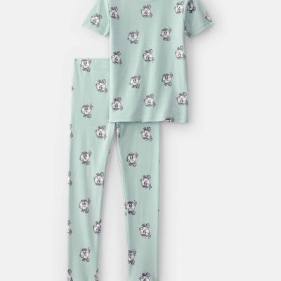 Kids Soccer 100% Cotton Short-Sleeve Snug Fit 2-Piece Pajama Set - Green