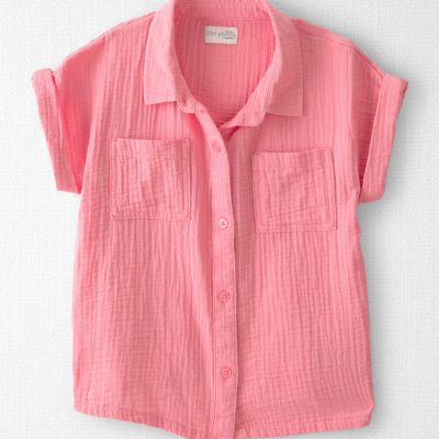 Girls Organic Cotton Gauze Button-Down Top
