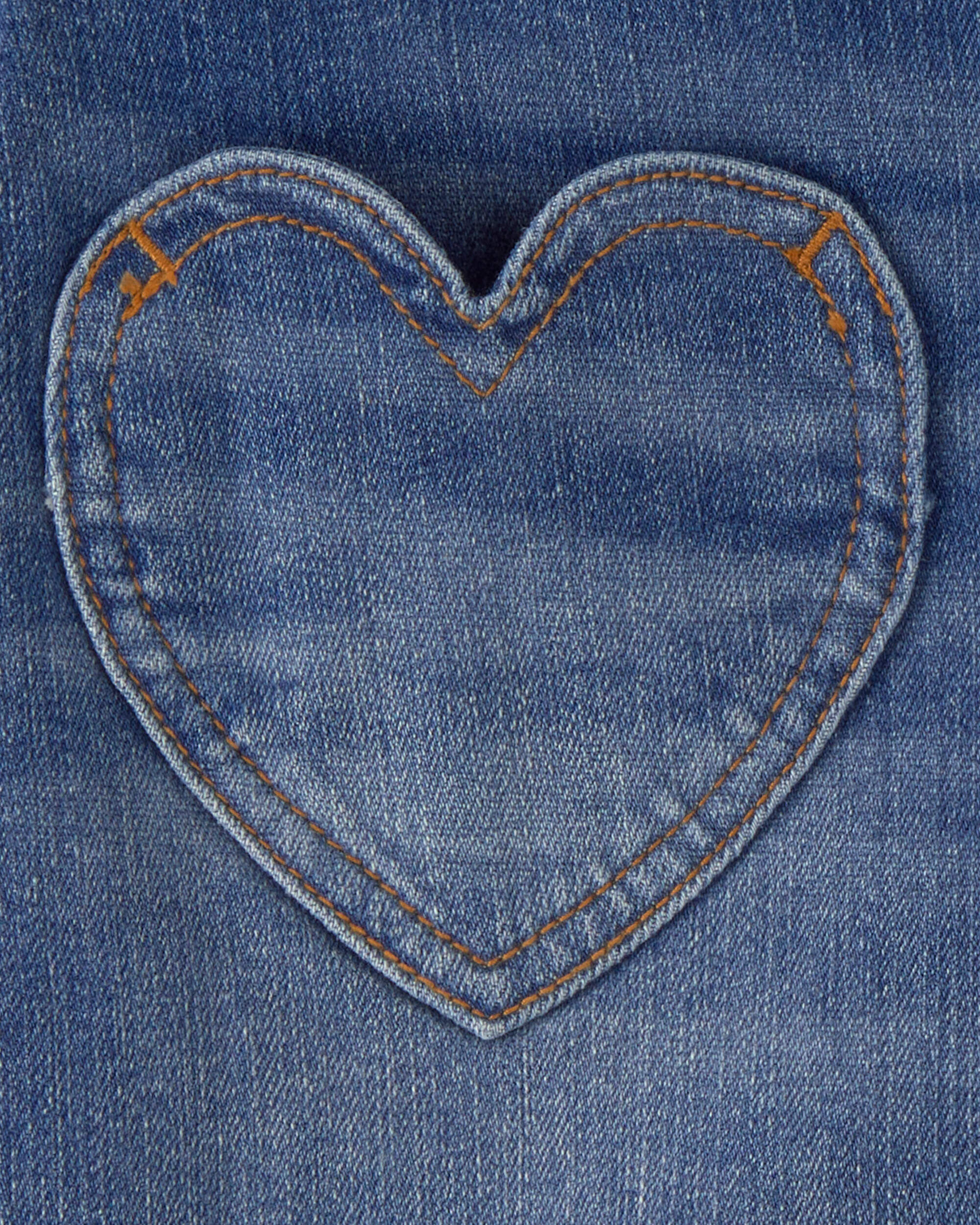 Girls Heart Pocket Denim Shorts - Dark Wash - Image 4