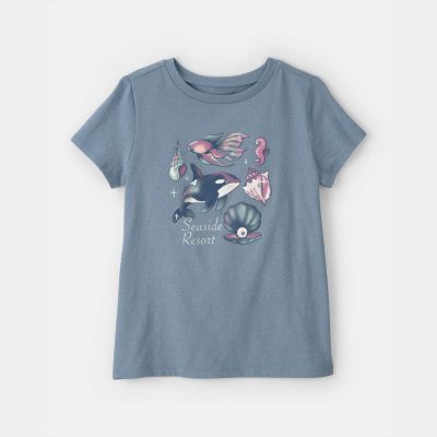 Girls 'Seaside Resort' Sea Animal Graphic Tee - Blue