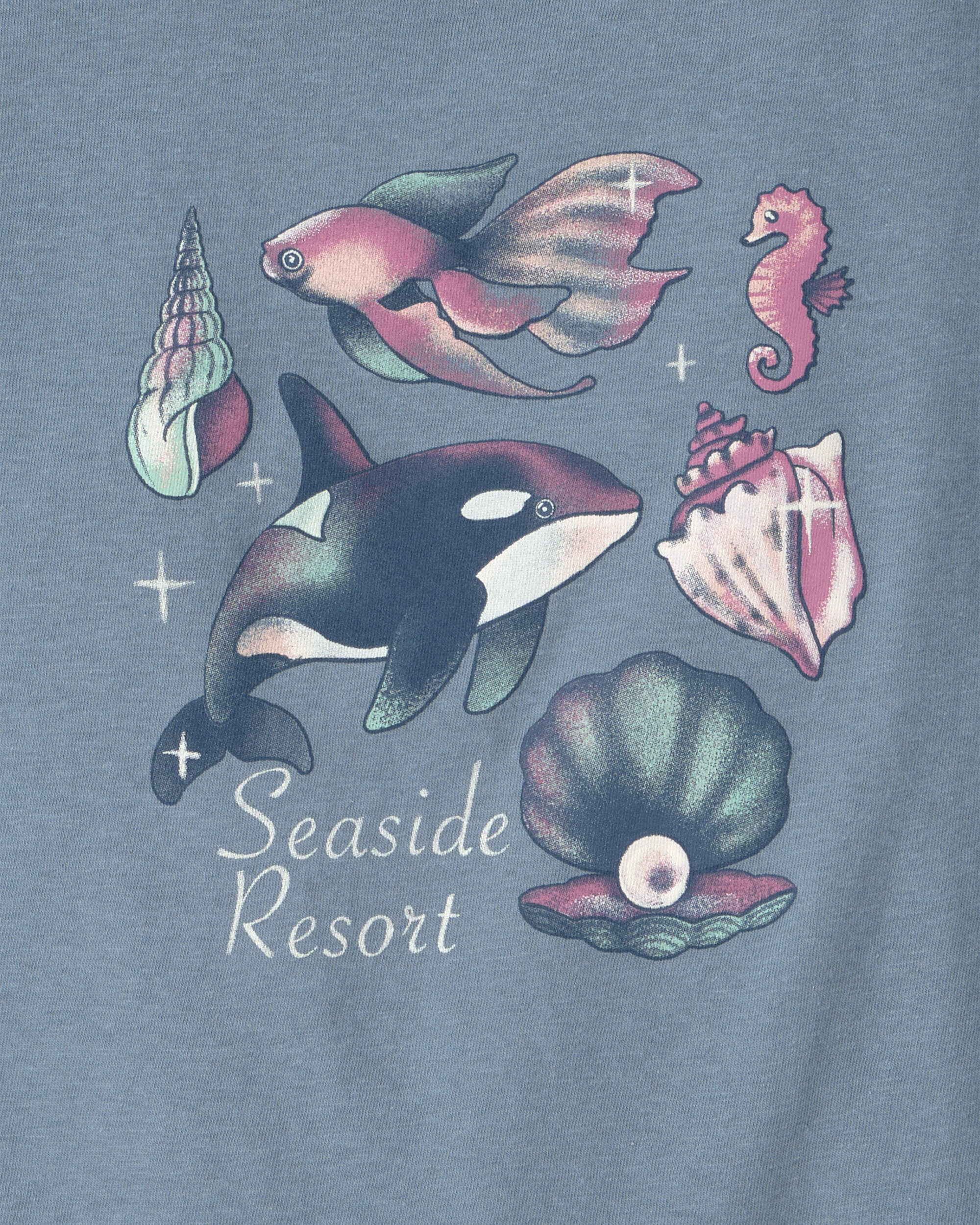 Girls 'Seaside Resort' Sea Animal Graphic Tee - Blue - Image 3