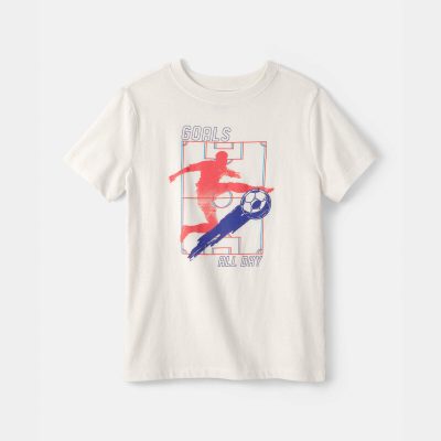 Kids Soccer Goals Graphic Tee - Cream