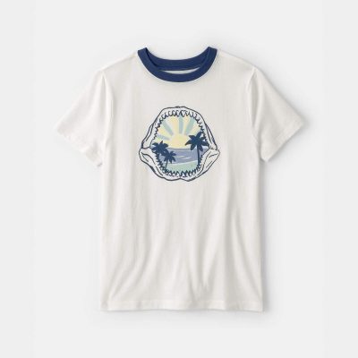 Kids Shark Fossil Graphic Tee - Ivory