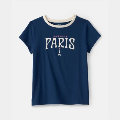 Girls Paris Graphic Tee - Blue