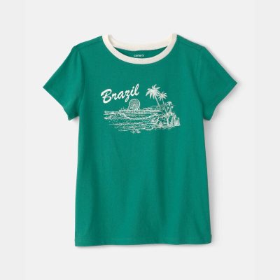 Girls Brazil Graphic Tee - Green