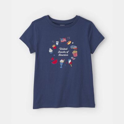 Girls 'United Snacks of America' Graphic Tee - Navy Blue