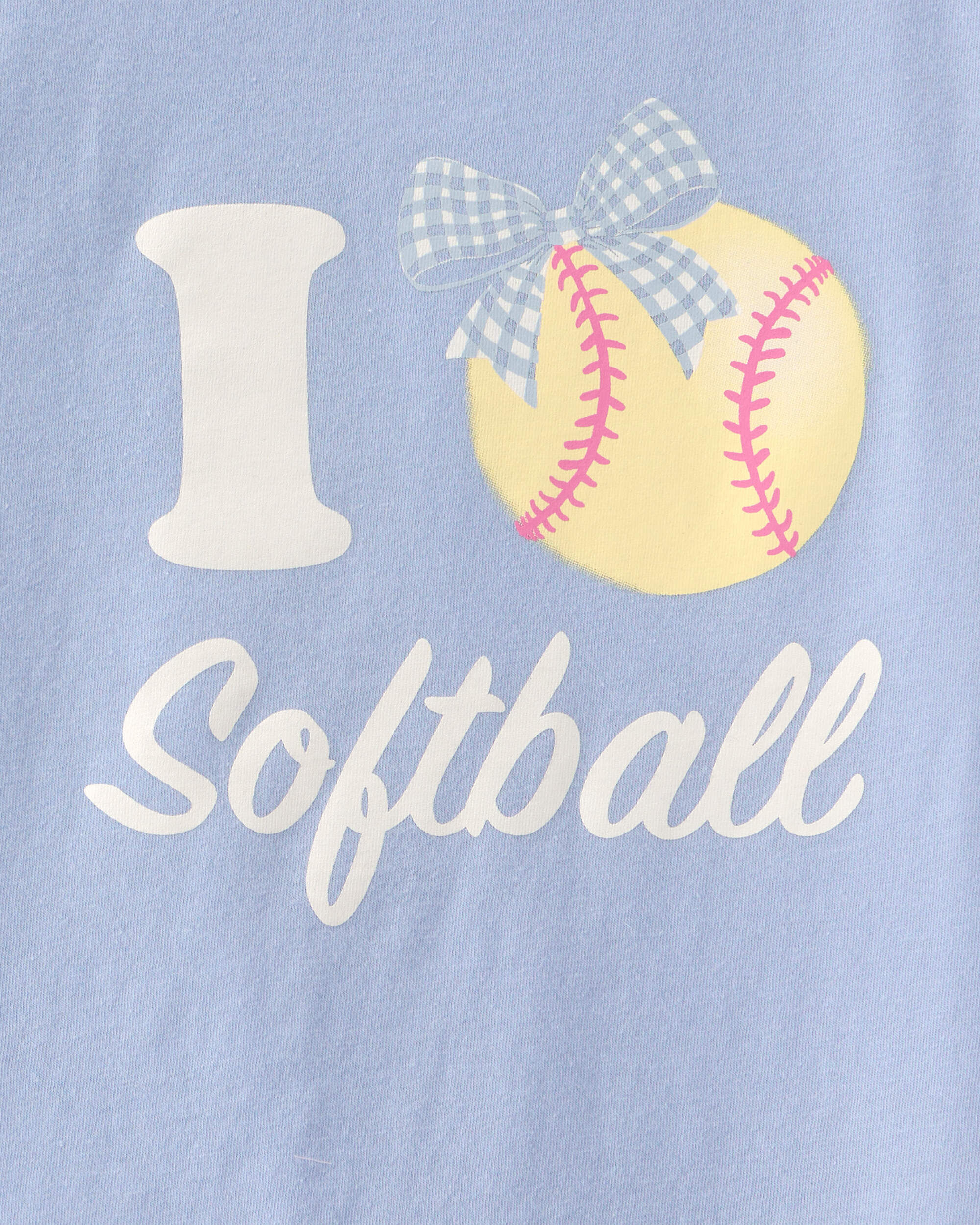 Girls 'I Love Softball' Graphic Tee - Blue - Image 3