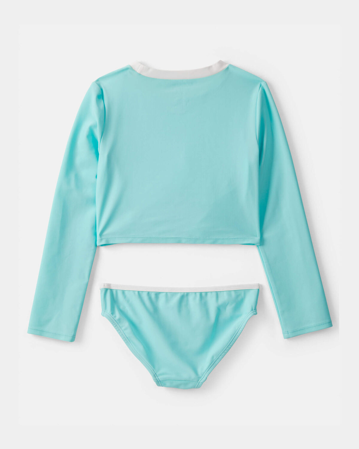 Girls 2-Piece Long-Sleeve Rashguard Swimsuit Set - Turquoise - Image 2