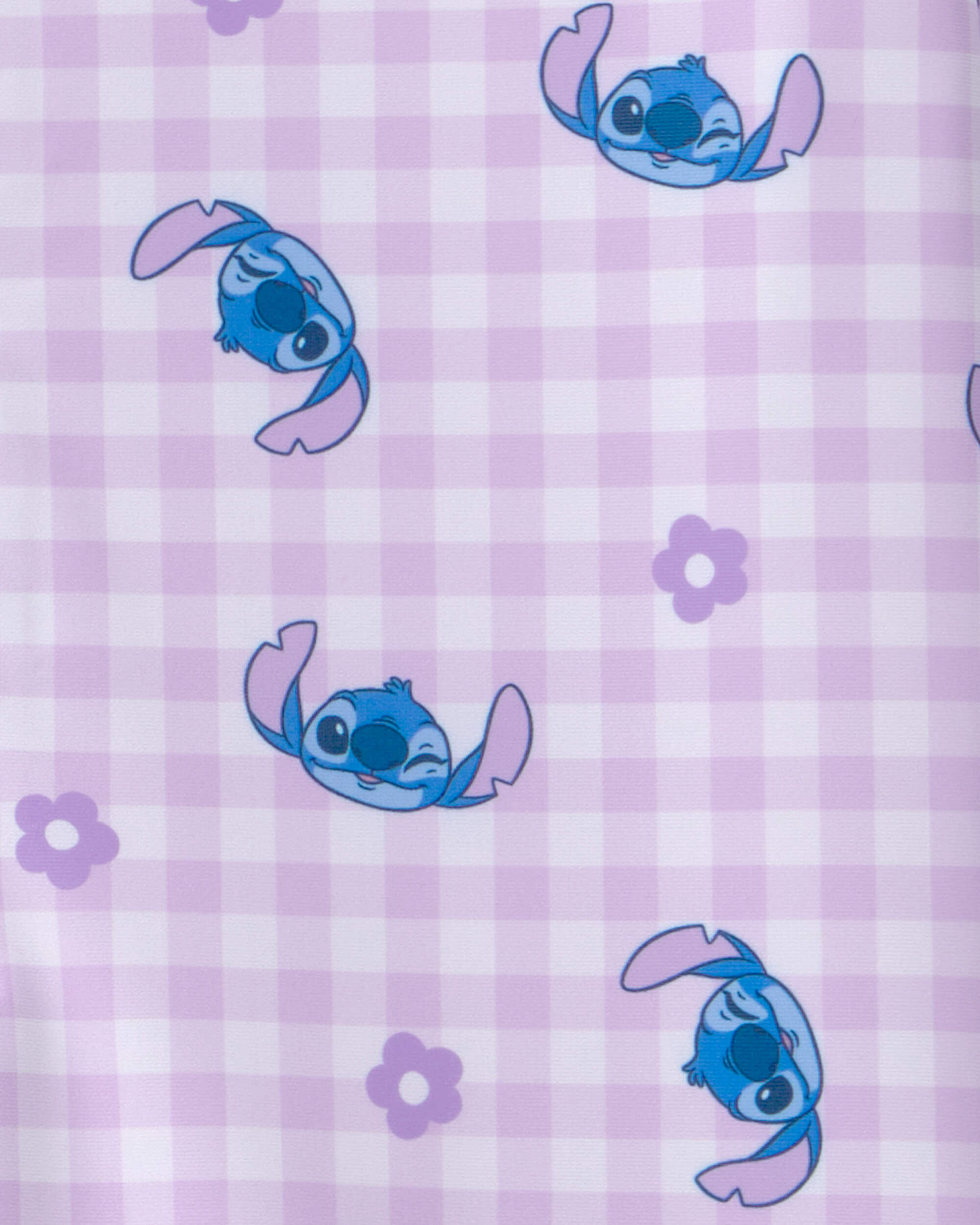 Girls Disney© Lilo & Stitch Gingham 1-Piece Rashguard Swimsuit - Purple/Blue - Image 4